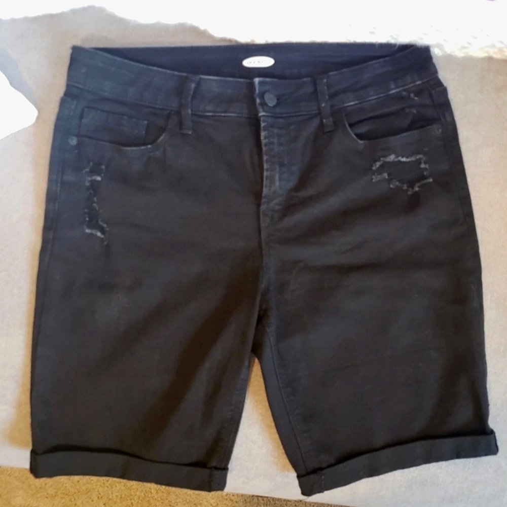 OLD NAVY distressed black shorts size 8 nwot